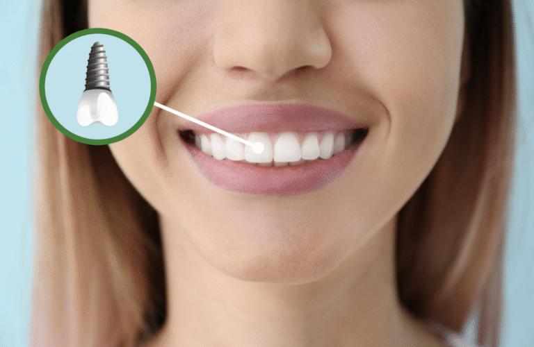 Close-up of a healthy white smile during a dental checkup.